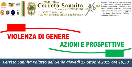 Convegno ‘Violenza di genere – Azioni e Prospettive’, 17 ottobre, Cerreto Sannita